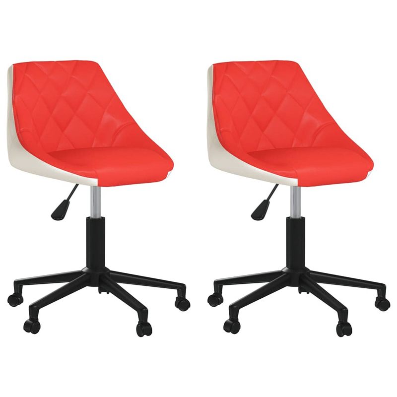 Foto van The living store draaibare eetkamerstoelen - rood/wit - 46x44x(67.5-79) cm - 360 graden draaibaar - 2 stuks