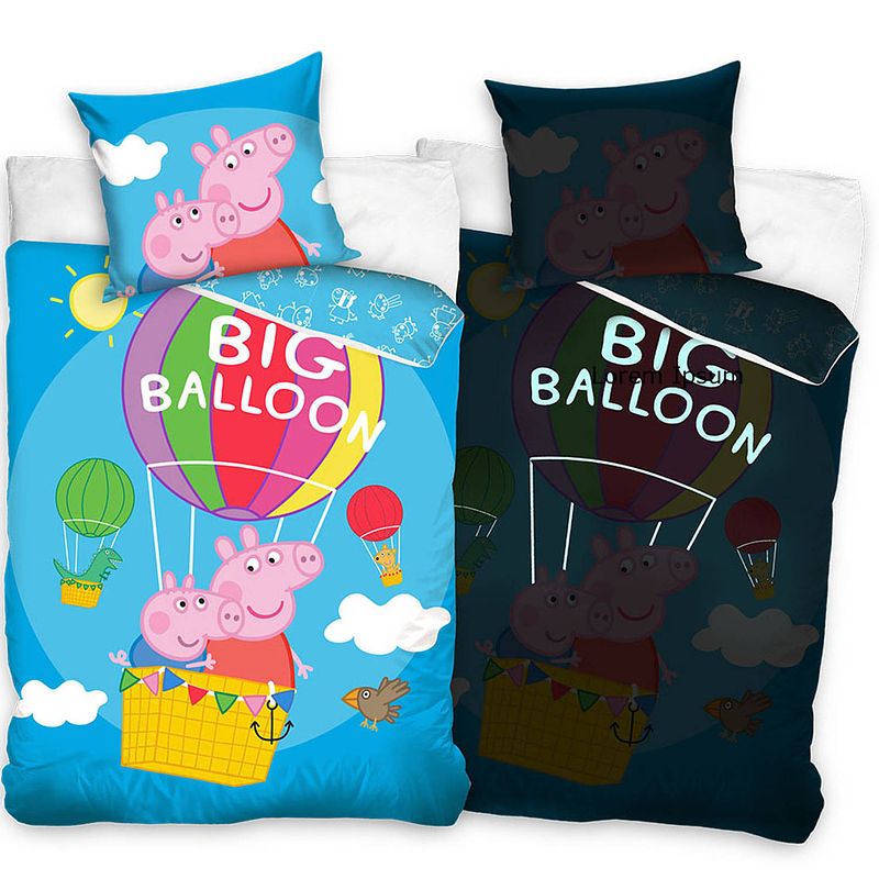 Foto van Peppa pig dekbedovertrek big balloon - eenpersoons - 140 x 200 - katoen