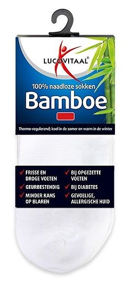 Foto van Lucovitaal bamboe enkelsokken wit 35-38