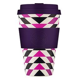 Foto van Ecoffee cup fancy wang pla - koffiebeker to go 400 ml - purper siliconen