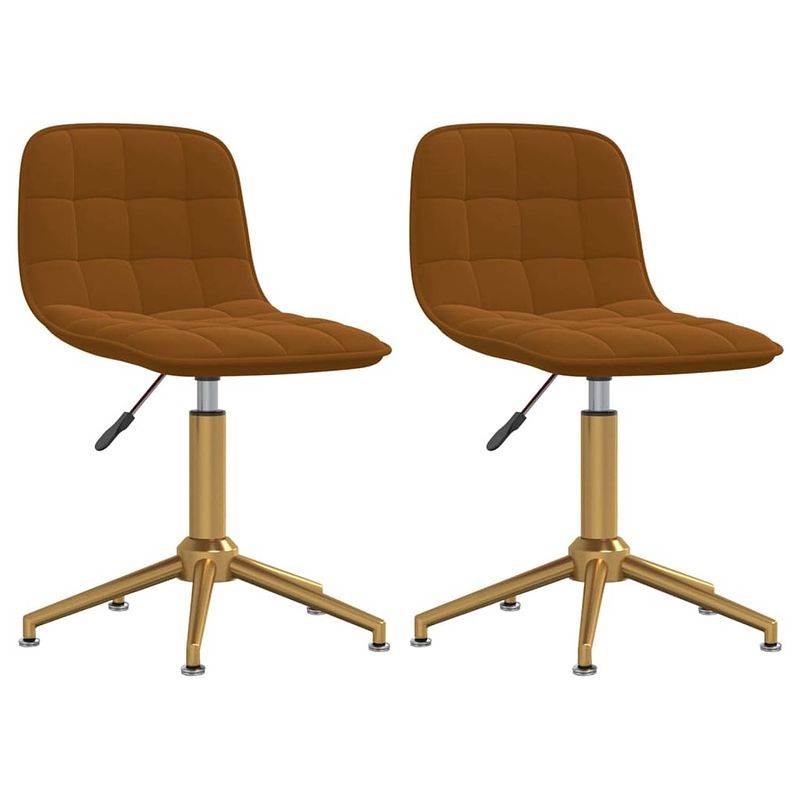 Foto van The living store draaibare eetkamerstoelen - set van 2 - bruin - goud - 42.5 x 45 x (68 - 82.5) cm