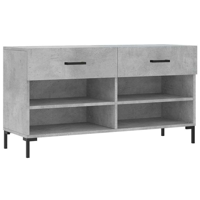 Foto van The living store schoenenbank - betongrijs - 102 x 35 x 55 cm - duurzaam bewerkt hout en ijzer