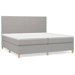 Foto van The living store boxspringbed - luxe - 203 x 200 x 118/128 cm - lichtgrijs - pocketvering matras - middelharde