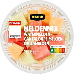 Foto van Jumbo meloenmix watermeloen cantaloupe meloen galiameloen 175g aanbieding bij jumbo | 3 voor € 5,00