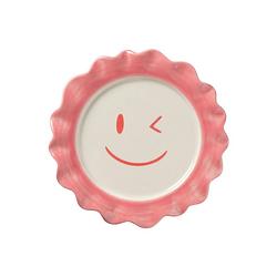 Foto van Gebaksbordje smile - roze/rood - ø18 cm