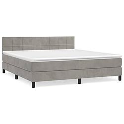 Foto van The living store boxspringbed - zacht fluweel - bed 203x180 cm - pocketvering matras - middelharde ondersteuning -