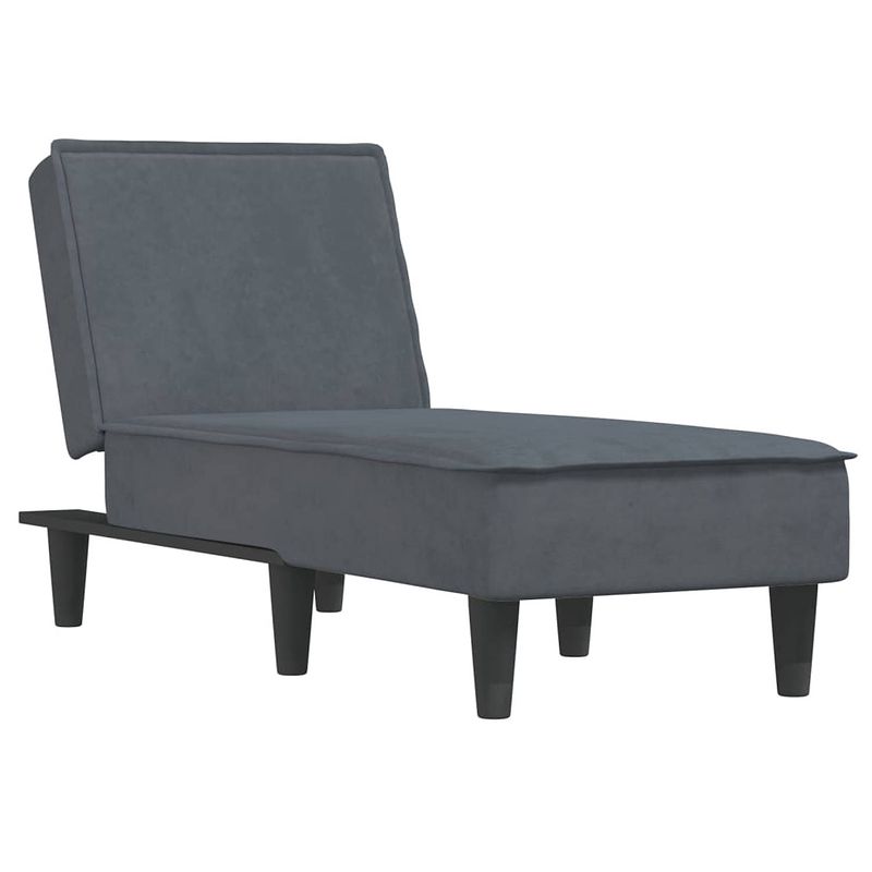 Foto van The living store chaise longue - verstelbaar - fluweel - donkergrijs - 55 x 140 x 70 cm - tot 110 kg draagvermogen