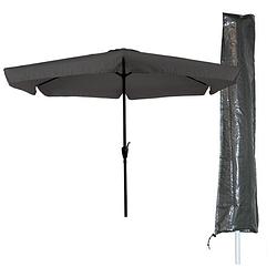 Foto van Parasol gemini - 300 cm - grijs + basic cuhoc parasolhoes - parasol combi