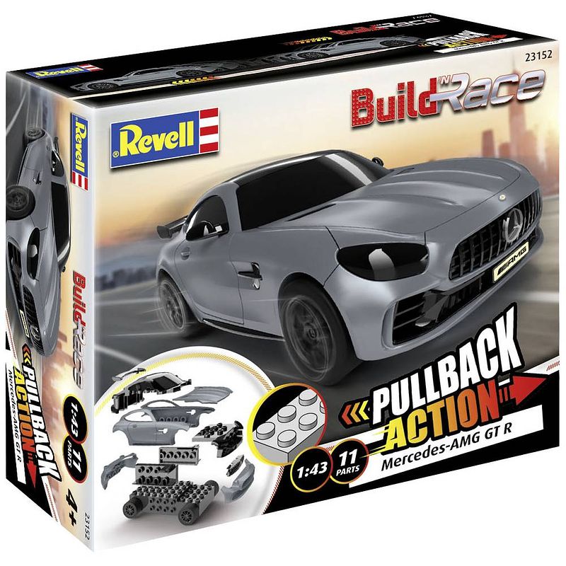 Foto van Revell 23152 build n race mercedes-amg gt r, grau auto (bouwpakket) 1:43