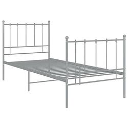 Foto van The living store bedframe - grijs gepoedercoat metaal - 206x105x99 cm - eenpersoons - stevig en duurzaam