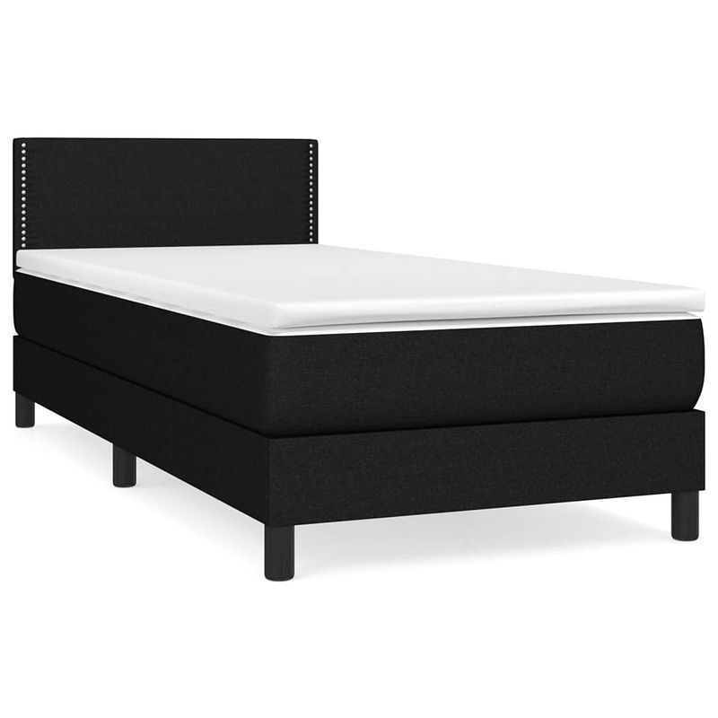 Foto van The living store boxspringbed - comfort - bed - 203 x 100 x 78/88 cm - zwart / stof / multiplex / bewerkt hout