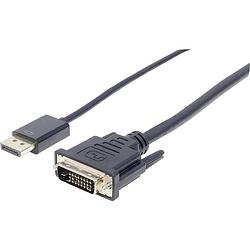 Foto van Manhattan displayport / dvi adapterkabel displayport stekker, dvi-d 24+1-polige stekker 3.00 m zwart 152136 folie afscherming, ul gecertificeerd