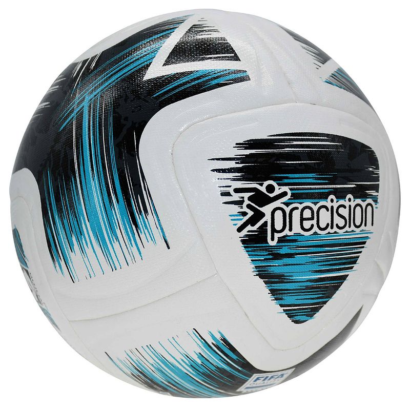 Foto van Precision voetbal rotario polyurethaan wit/blauw maat 5