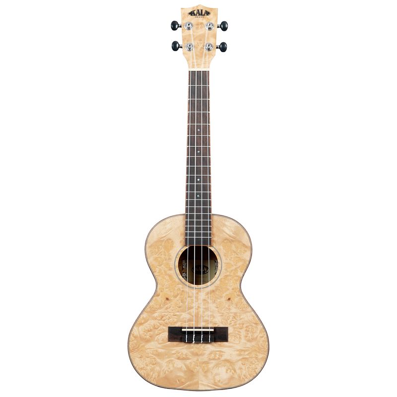 Foto van Kala ka-cara-bur-t salted caramel exotic burl tenor ukelele met gigbag