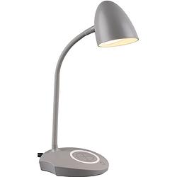 Foto van Led bureaulamp - tafelverlichting - trion lida - 4w - warm wit 3000k - rond - mat grijs - kunststof