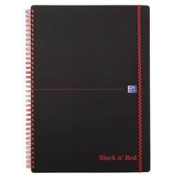 Foto van Oxford black n's red spiraalblok kunststof, 140 bladzijden ft a4, geruit 5 mm