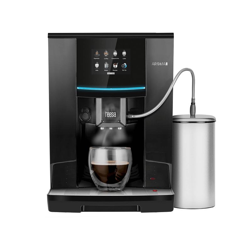 Foto van Teesa volautomatische espressomachine aroma 800 met melkreservoir zwart tsa4008