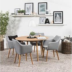 Foto van Eethoek ulfborg uppsala (tafel met 4 stoelen) - bruin/grijs - leen bakker