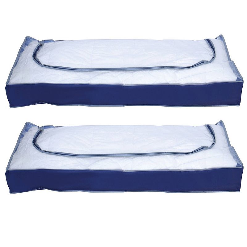 Foto van Msv opbergtas/beschermhoes beddengoed/kleding - 2x - voor onder bed - 109 x 46 x 15 cm - opberghoezen