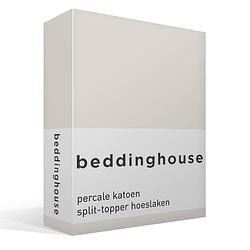 Foto van Beddinghouse percale katoen split-topper hoeslaken - 100% percale katoen - lits-jumeaux (160x210/220 cm) - off white