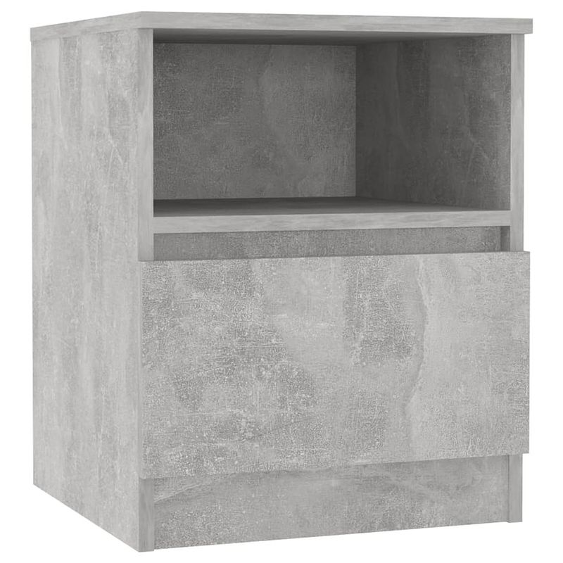 Foto van The living store nachtkastje - betongrijs - 40 x 40 x 50 cm - 1 lade en 1 schap - stevige constructie