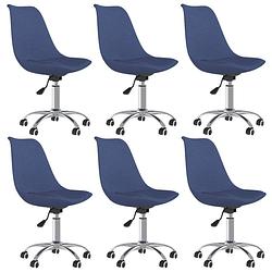 Foto van The living store eetkamerstoelen - draaibaar - blauw - 48x58x(81-93) cm - stof/metaal/pp - set van 6