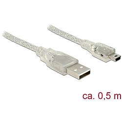 Foto van Delock usb-kabel usb 2.0 usb-a stekker, usb-mini-b stekker 50.00 cm transparant met ferrietkern 83904