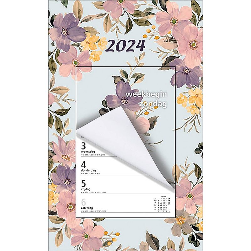 Foto van Mgpcards - week scheurkalender 2024 - week begint op zondag - bloemen - pastel roze