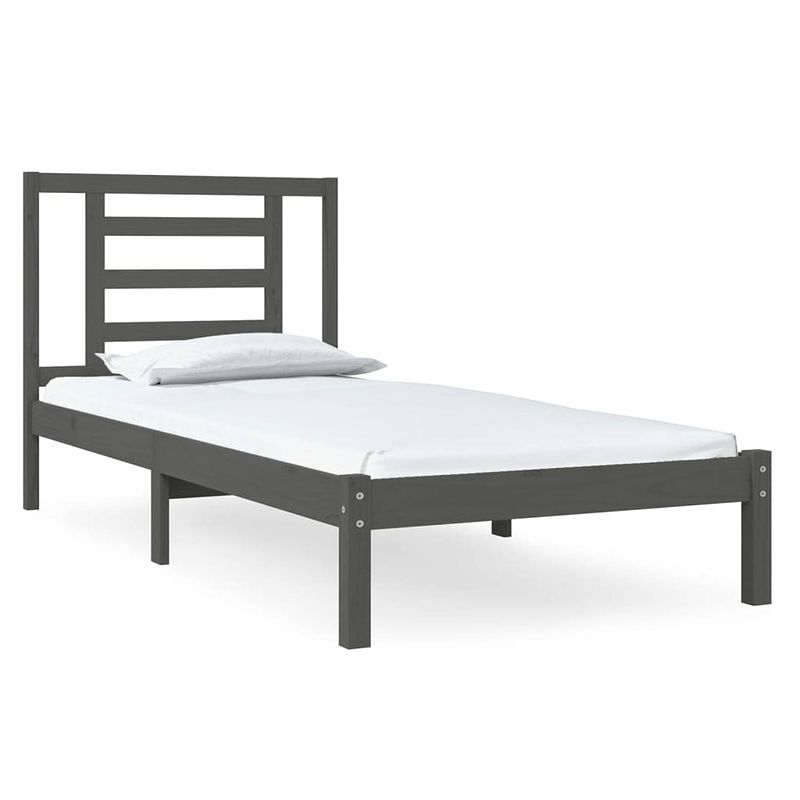 Foto van Vidaxl bedframe massief grenenhout grijs 100x200 cm