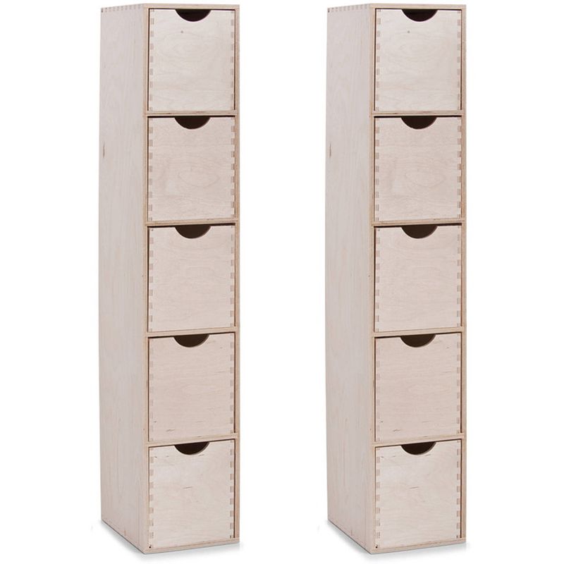 Foto van Zeller ladeblok/organizer - 2x - 5 lades - 21 x 18 x 87 cm - hout - ladeblok