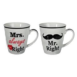 Foto van Mr right en mrs always right beker set voor hem en haar - bekers