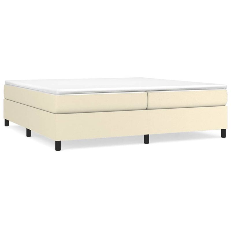 Foto van The living store boxspring met matras kunstleer crèmekleurig 200x200 cm - bed