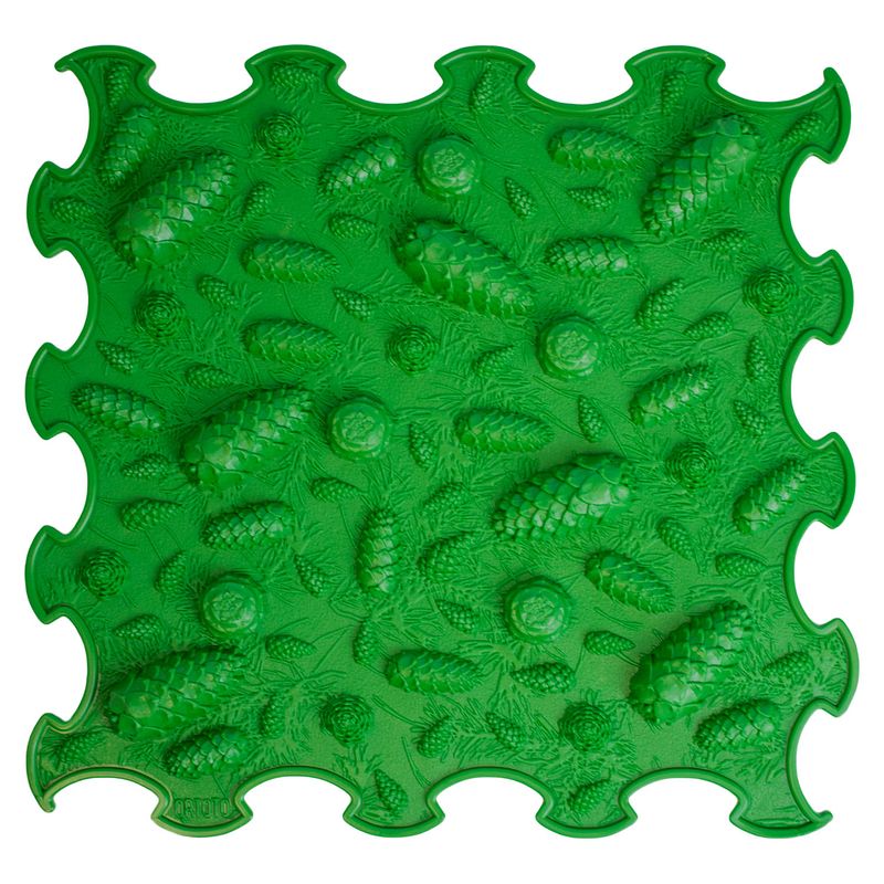 Foto van Ortoto sensory massage puzzle mat pinecones donkergroen 1 stuks 30x30 cm