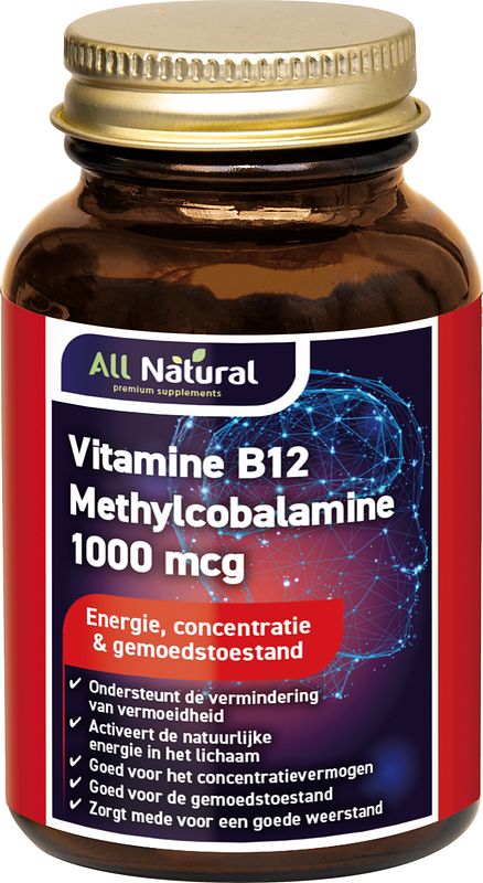 Foto van All natural vitamine b12 methylcobalamine 1000mcg kauwtabletten