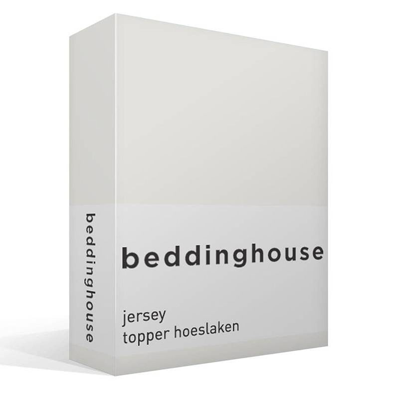 Foto van Beddinghouse jersey topper hoeslaken - 100% gebreide jersey katoen - 2-persoons (140x200/220 cm) - off white