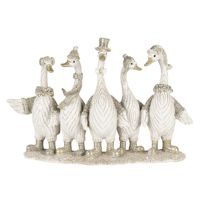 Foto van Clayre & eef decoratie gans 27*7*18 cm wit polyresin decoratief figuur