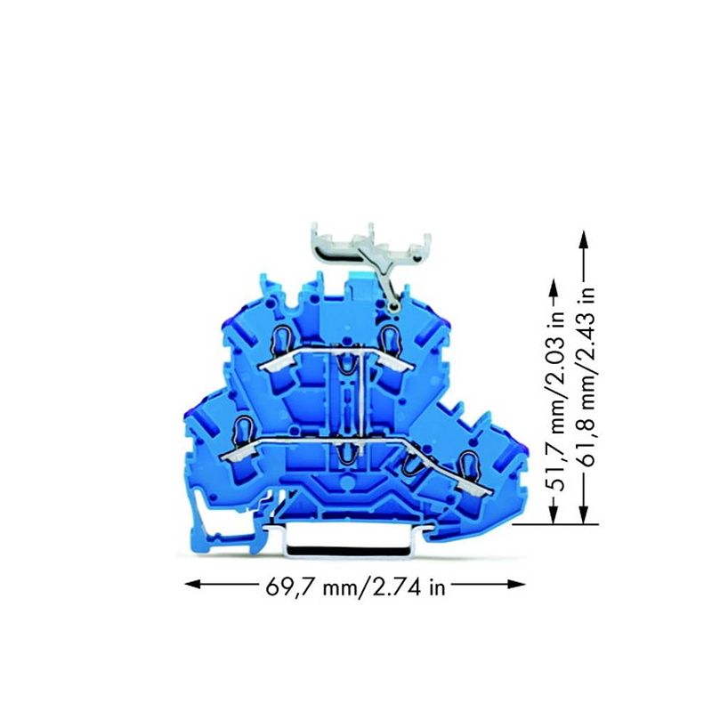 Foto van Wago 2002-2239 doorgangsklem 2-etages 5.20 mm spanveer toewijzing: n blauw 50 stuk(s)