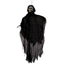 Foto van Halloween - horror hangdecoratie spook/geest/skelet pop zwart met licht 91 cm - halloween poppen
