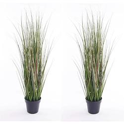 Foto van Set van 2x stuks kunstplanten groen gras sprieten 65 cm. - kunstplanten