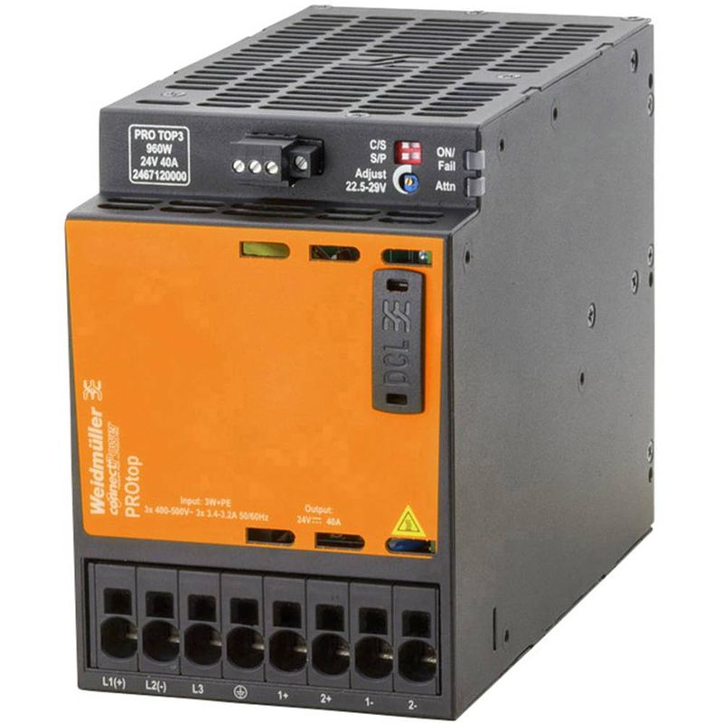 Foto van Weidmüller pro top3 960w 24v 40a schakelnetvoeding 24 v/dc 40 a 960 w inhoud: 1 stuk(s)