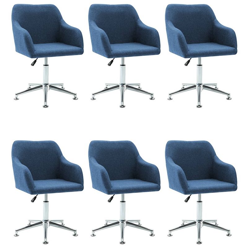 Foto van Vidaxl eetkamerstoelen draaibaar 6 st stof blauw