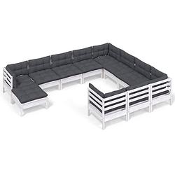 Foto van Vidaxl 11-delige loungeset met kussens grenenhout wit