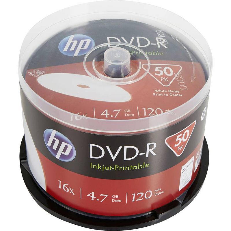 Foto van Hp dme00025wip dvd-r disc 4.7 gb 50 stuk(s) spindel