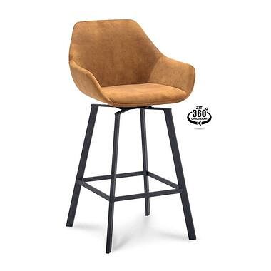 Foto van Barkruk riyo - velvet - cognac - 65 cm - 2 stuks - leen bakker