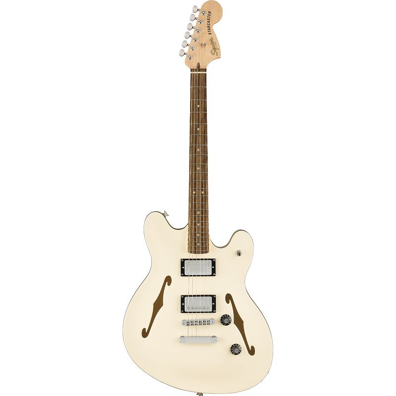 Foto van Squier affinity series starcaster deluxe il olympic white semi-akoestische gitaar