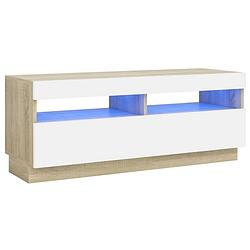 Foto van Vidaxl tv-meubel met led-verlichting 100x35x40 cm wit en sonoma eiken