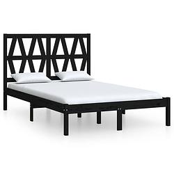 Foto van The living store bedframe massief grenenhout zwart - 195.5 x 125.5 x 31 cm - inclusief hoofdeinde - geschikt voor 120 x