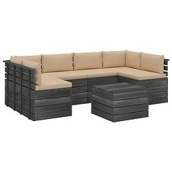 Foto van Vidaxl 7-delige loungeset met kussens pallet massief grenenhout