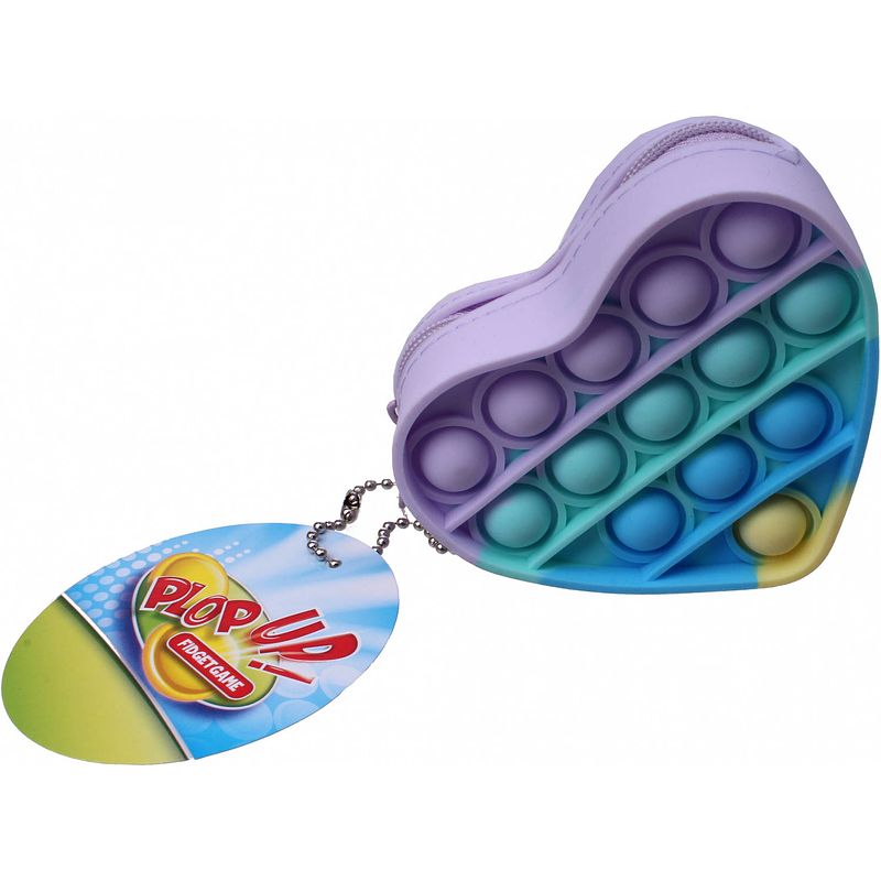 Foto van Plop up! portemonnee fidget hart junior 3,5 x 9 x 8 cm lila/groen