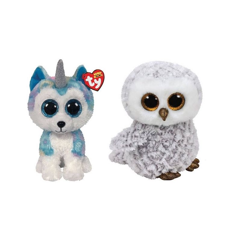 Foto van Ty - knuffel - beanie buddy - helena husky & owlette owl